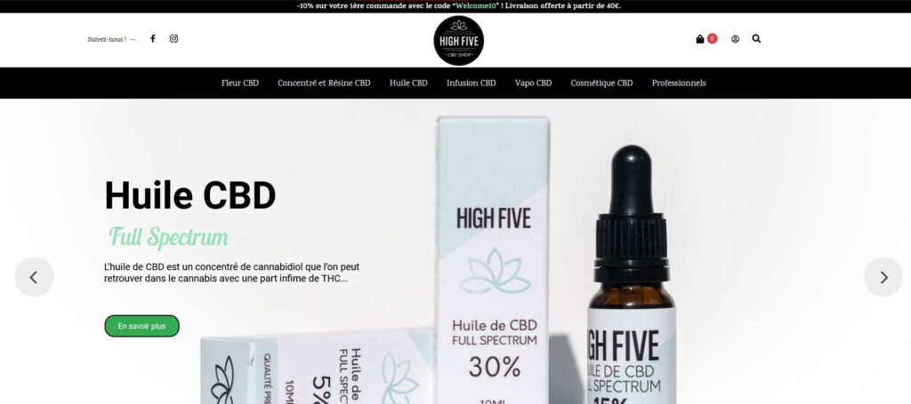 Interface e-commerce CBD